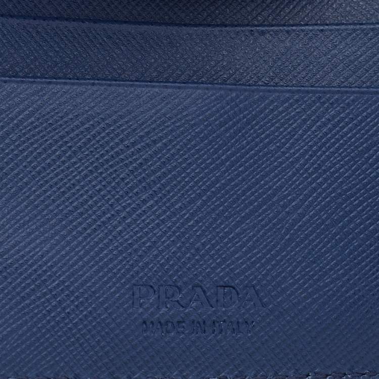 Pre Owned Prada Tricolor Saffiano Stripe Leather Logo Bifold Wallet
