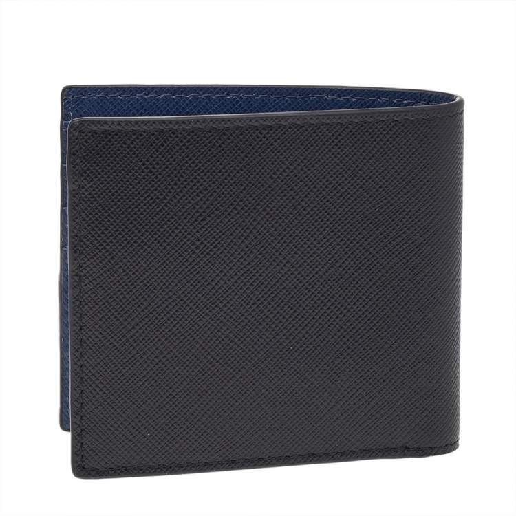 Pre Owned Prada Tricolor Saffiano Stripe Leather Logo Bifold Wallet