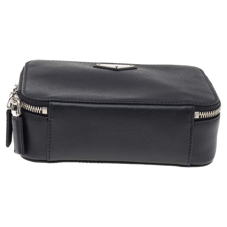 Pre Owned Prada Black Saffiano Leather Mini Crossbody Bag