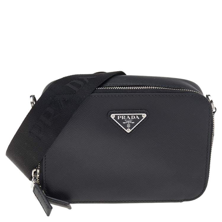 Prada Black Saffiano Lux and Soft Calf Leather Flap Cossbody Bag Prada |  The Luxury Closet