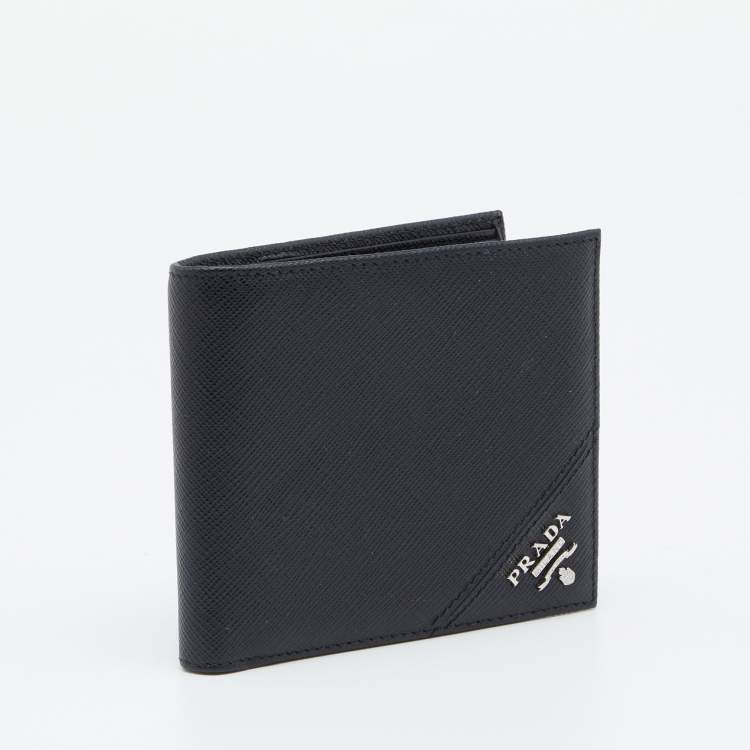 Pre Owned Prada Black Saffiano Leather Bifold Wallet