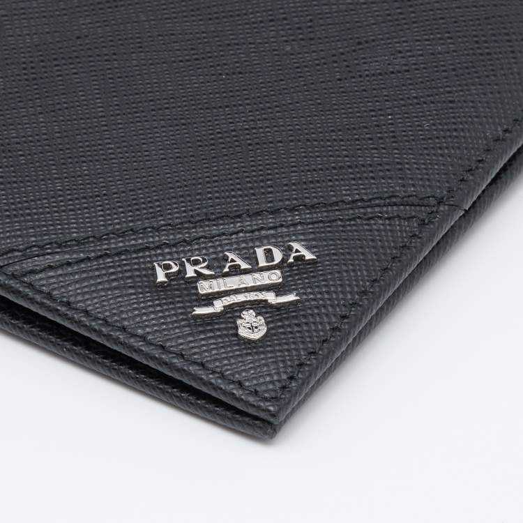 Pre Owned Prada Black Saffiano Leather Bifold Wallet