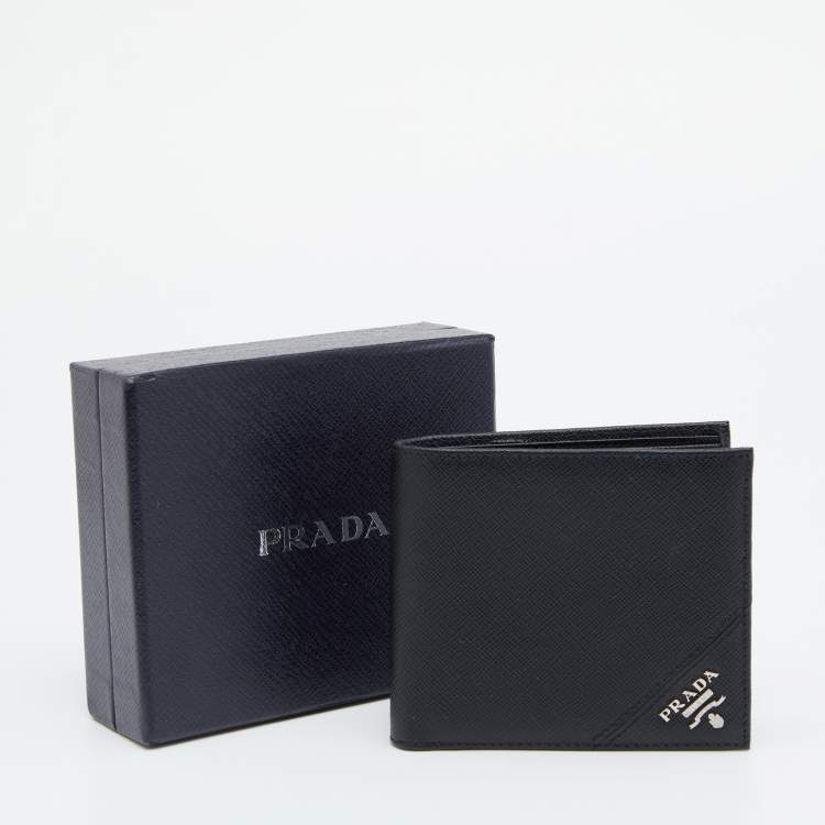 Pre Owned Prada Black Saffiano Leather Bifold Wallet