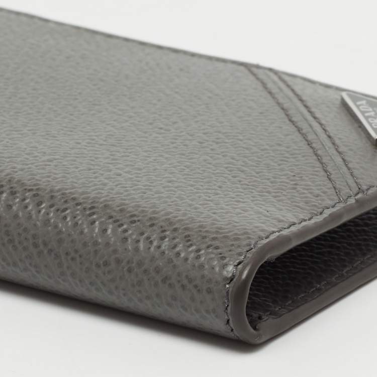 Pre Owned Prada Grey Leather Logo Bifold Card Case