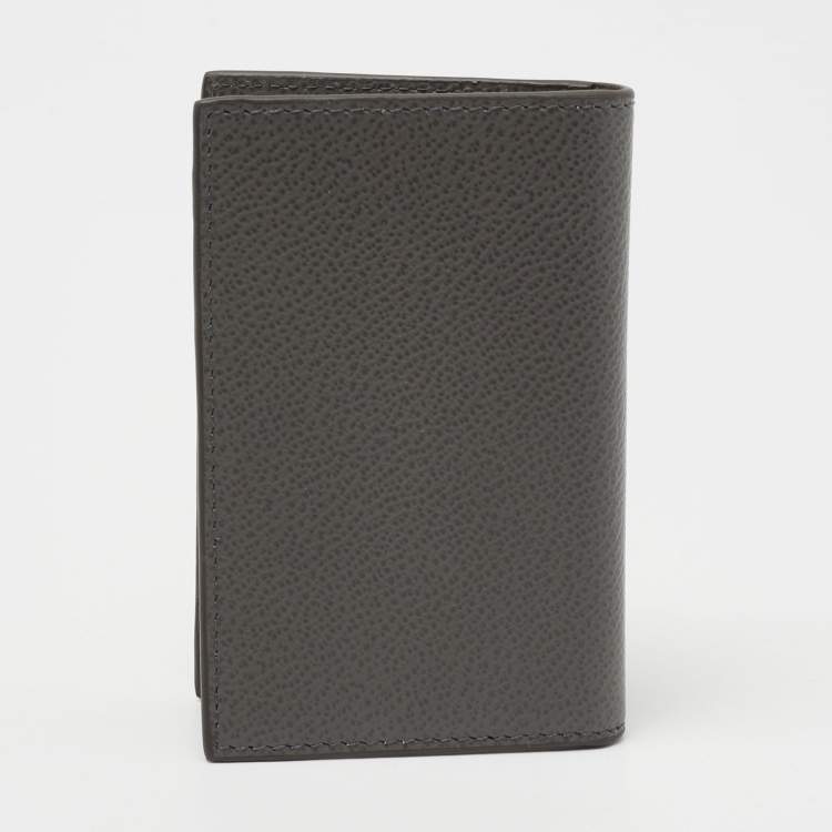 Pre Owned Prada Grey Leather Logo Bifold Card Case