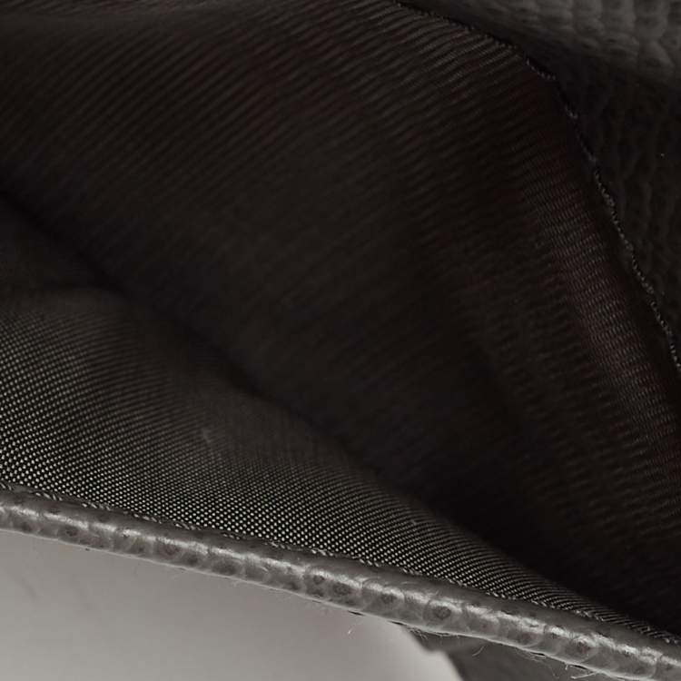 Pre Owned Prada Grey Leather Logo Bifold Card Case