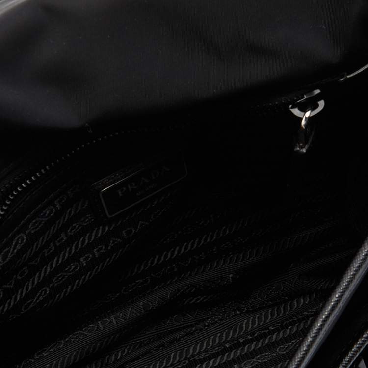 Pre Owned Prada Black Re-Nylon And Saffiano Leather Messenger Bag