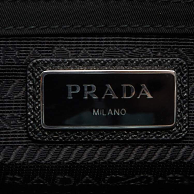 Pre Owned Prada Black Re-Nylon And Saffiano Leather Messenger Bag