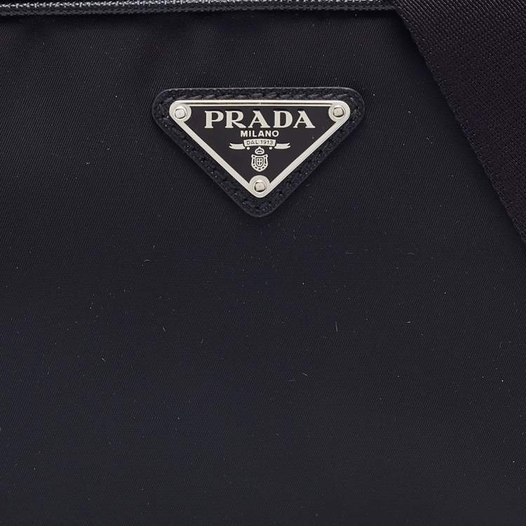 Pre Owned Prada Black Re-Nylon and Saffiano Leather Brique Crossbody Bag