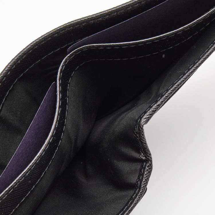 Pre Owned Prada Saffiano Leather Triangle Logo Bifold Wallet