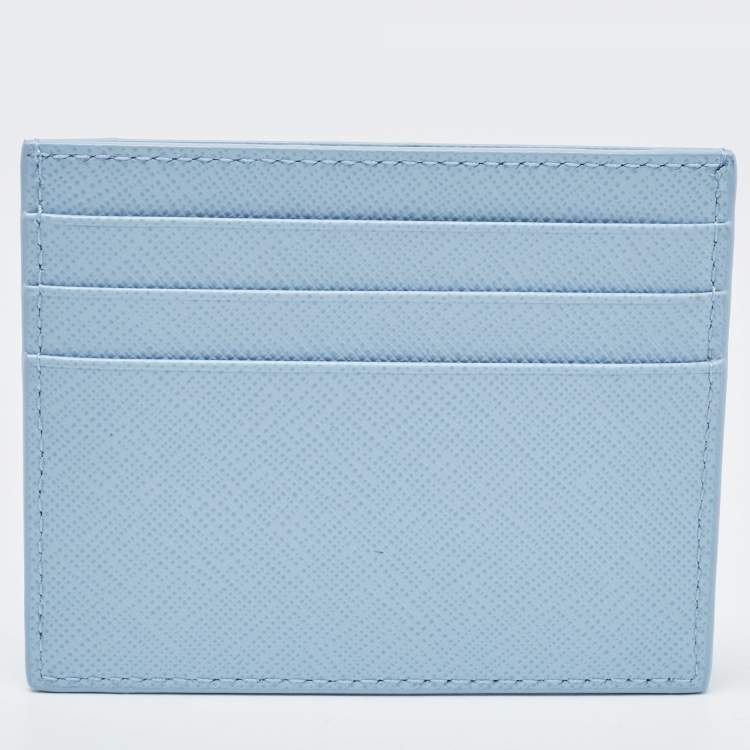 Pre Owned Prada Blue Saffiano Metal Leather Card Holder