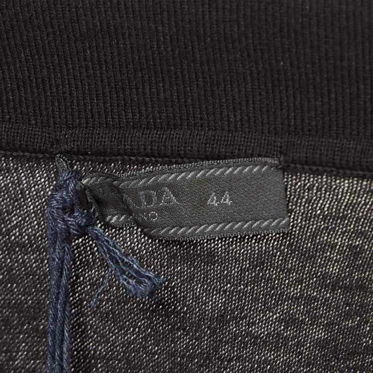 Pre Owned Prada Black Rib Knit Long Sleeve Polo T-Shirt M