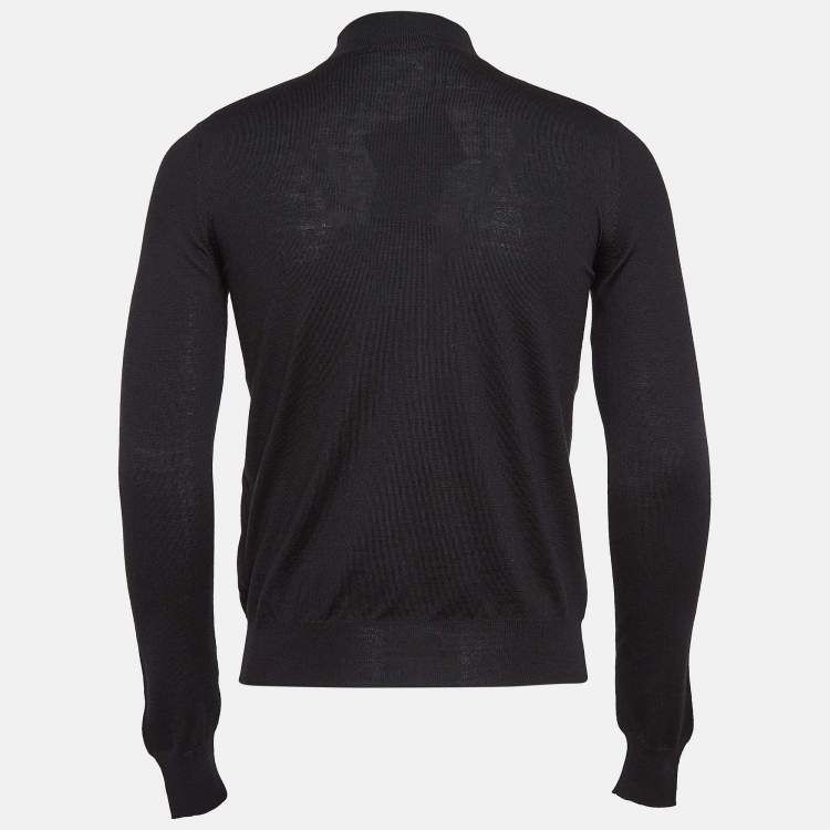 Pre Owned Prada Black Wool Rib Knit Turtle Neck Sweater XS