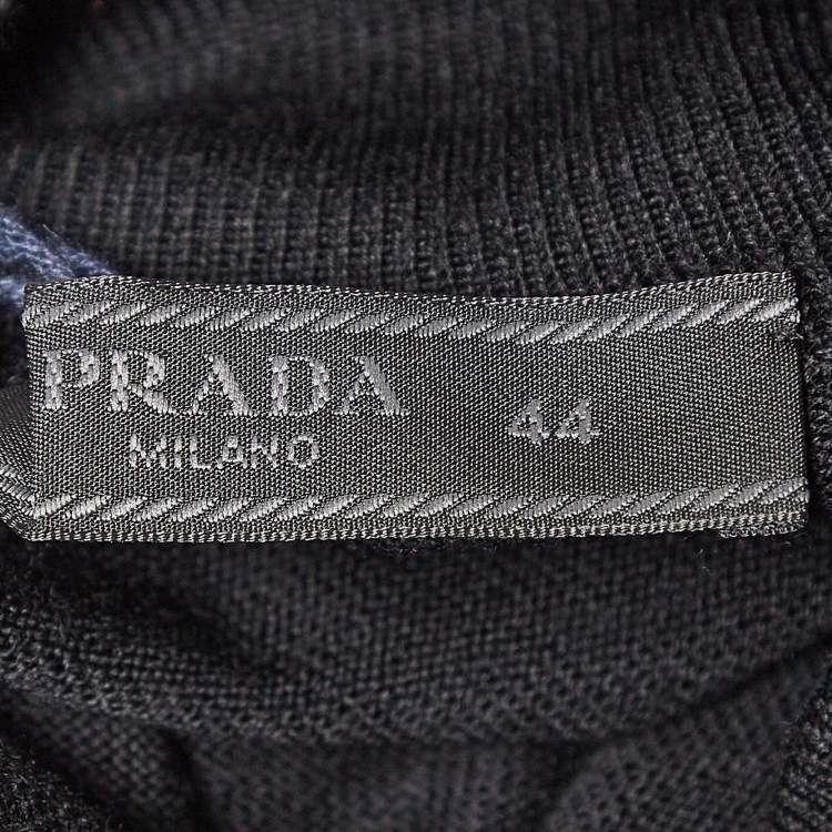 Pre Owned Prada Black Wool Rib Knit Turtle Neck Sweater XS