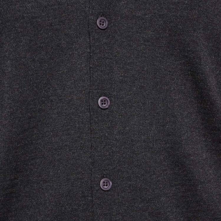 مملوكة مسبقًا Prada Grey Wool Rib Knit Cardigan XS