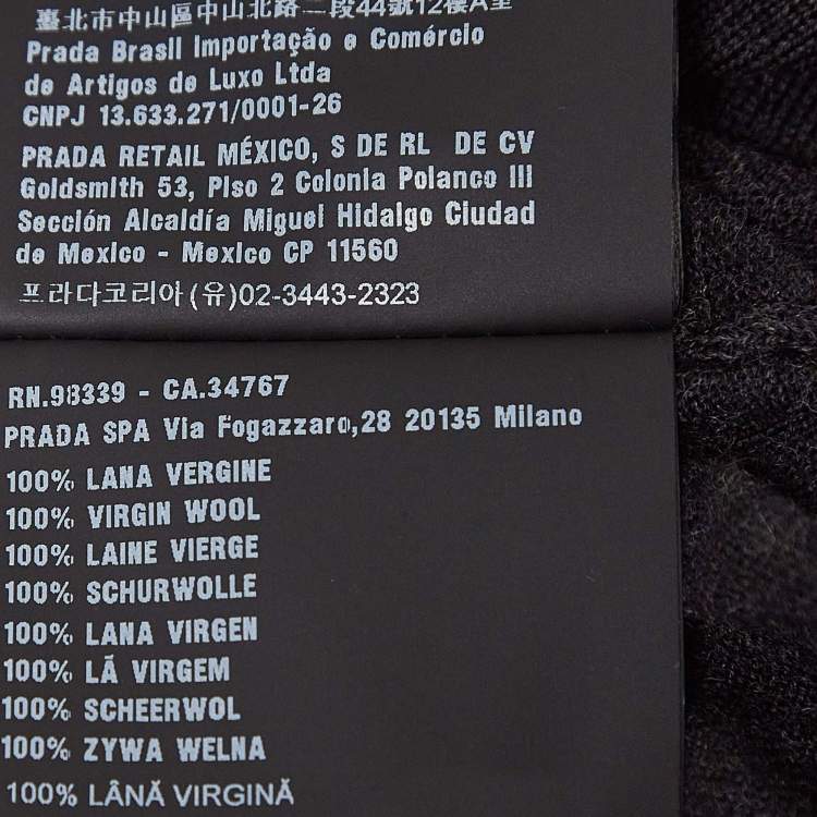 مملوكة مسبقًا Prada Grey Wool Rib Knit Cardigan XS