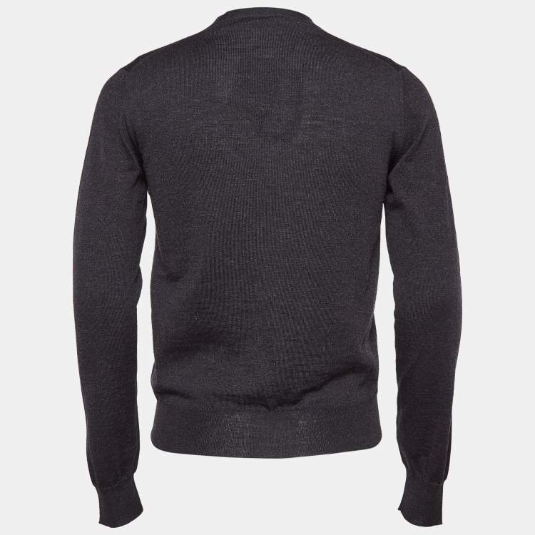 مملوكة مسبقًا Prada Grey Wool Rib Knit Cardigan XS