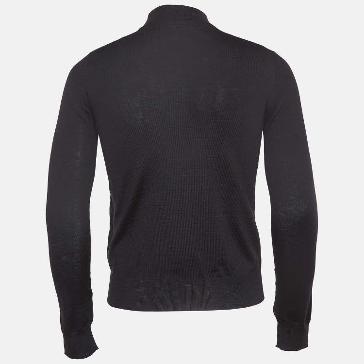 Pre Owned Prada Black Wool Rib Knit Turtle Neck Sweater XS