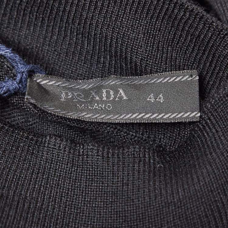 Pre Owned Prada Black Wool Rib Knit Turtle Neck Sweater XS