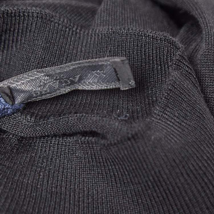 Pre Owned Prada Black Wool Rib Knit Turtle Neck Sweater XS