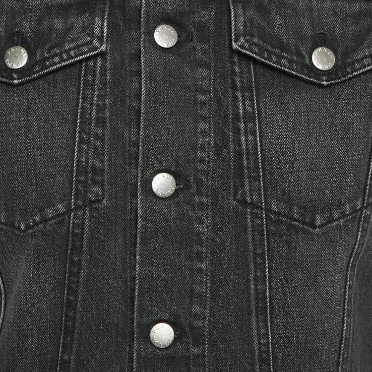 Pre Owned Prada Black Washed Denim Collarless Jacket XS