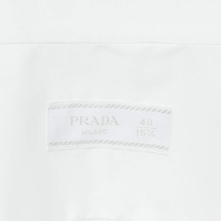 Pre Owned Prada White Cotton Formal Shirt M