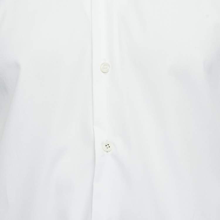 Pre Owned Prada White Cotton Formal Shirt M