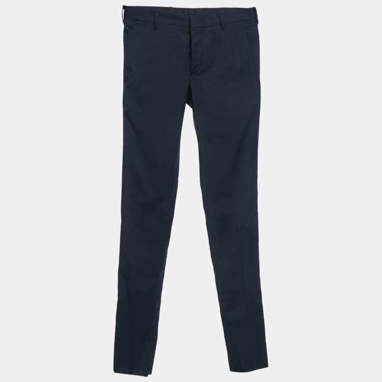 Pre Owned Prada Navy Blue Wool Formal Trousers XS