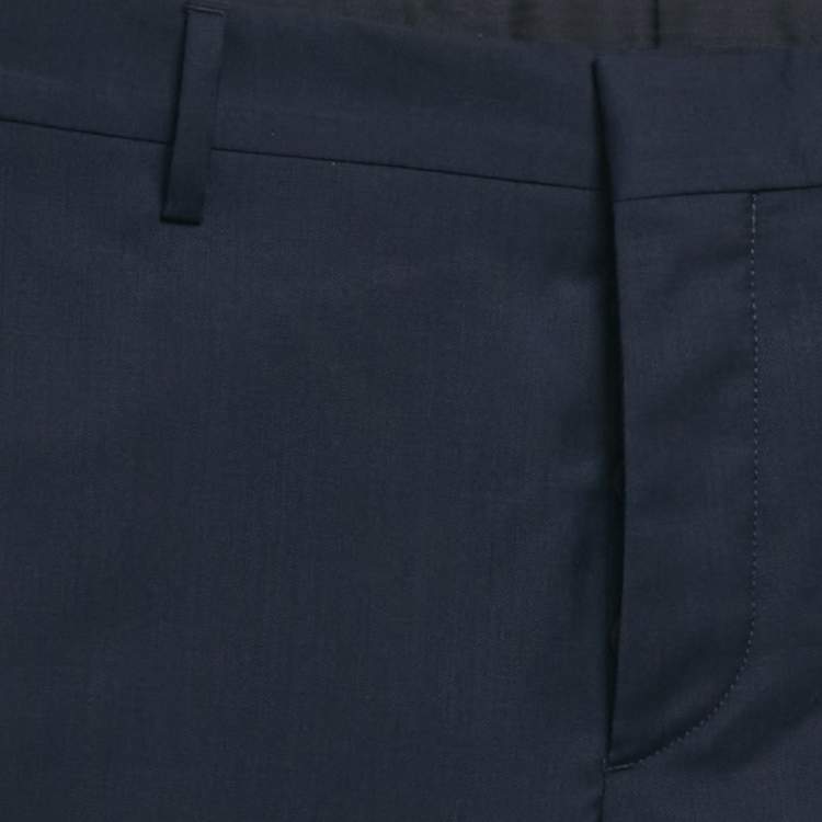 Pre Owned Prada Navy Blue Wool Formal Trousers XS