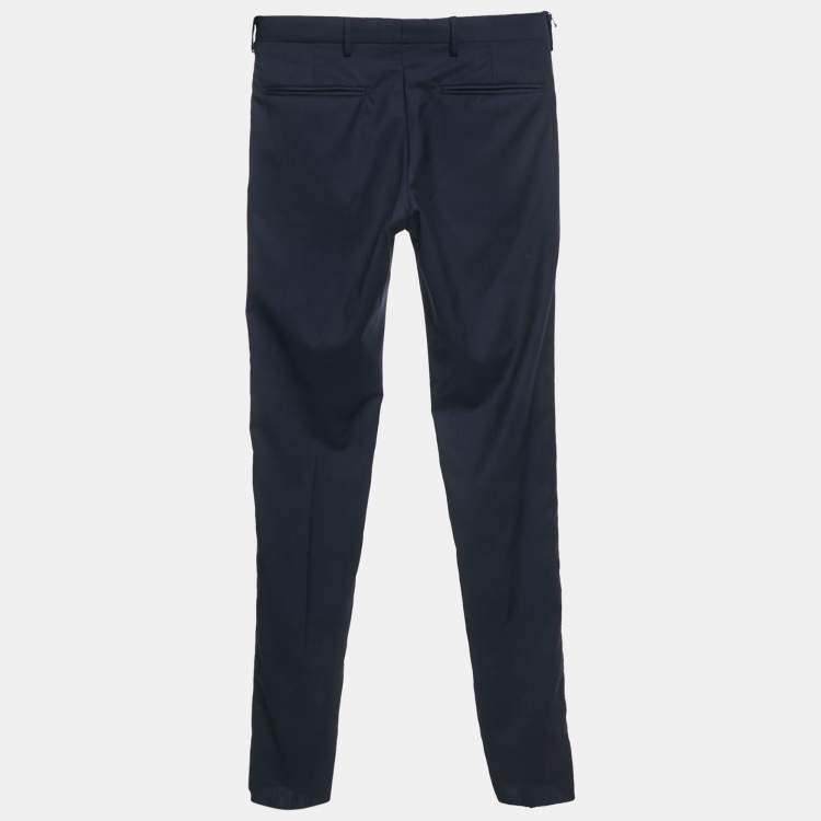 Pre Owned Prada Navy Blue Wool Formal Trousers XS
