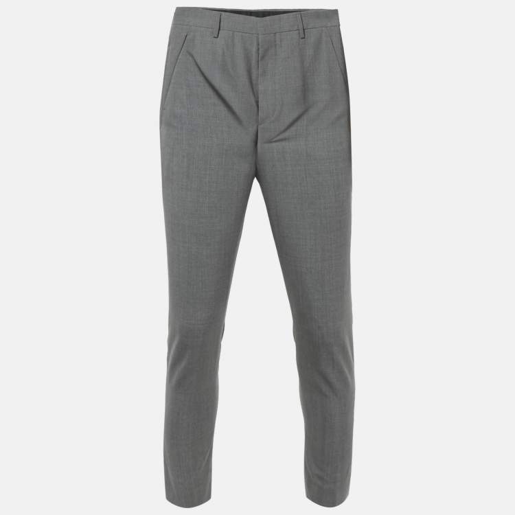 Pre Owned Prada Grey Wool Buttoned Straight Fit Trouser XL