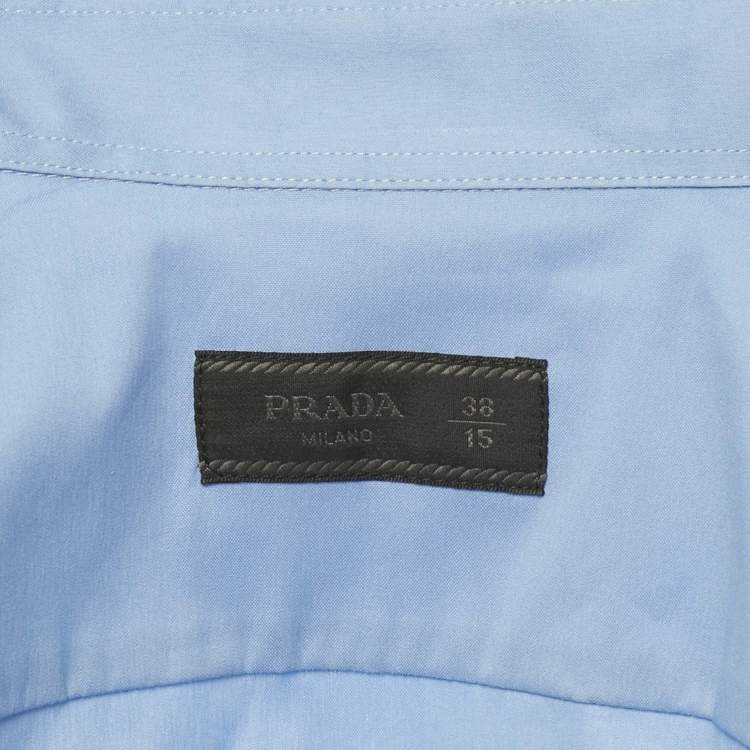 Pre Owned Prada Blue Cotton Button Front Shirt S