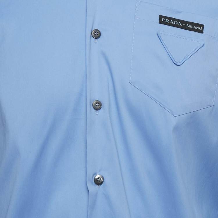 Pre Owned Prada Blue Cotton Button Front Shirt S