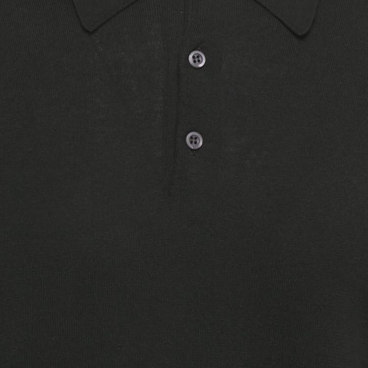 Pre Owned Prada Black Cotton Knit Collared Sweatshirt M