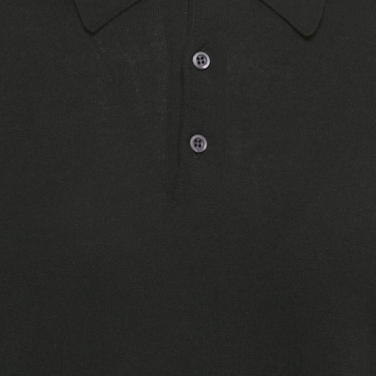 Pre Owned Prada Black Cotton Knit Collared Sweatshirt M