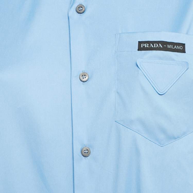Pre Owned Prada Blue Cotton Button Front Shirt S