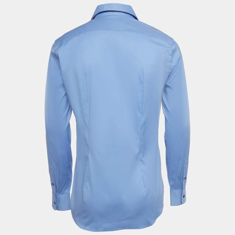 Pre Owned Prada Blue Cotton Button Front Shirt S