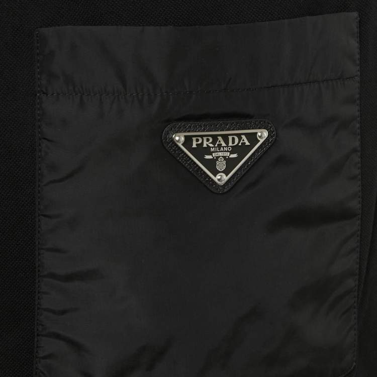 Pre Owned Prada Black Cotton and Re-Nylon Triangle Logo Shorts M