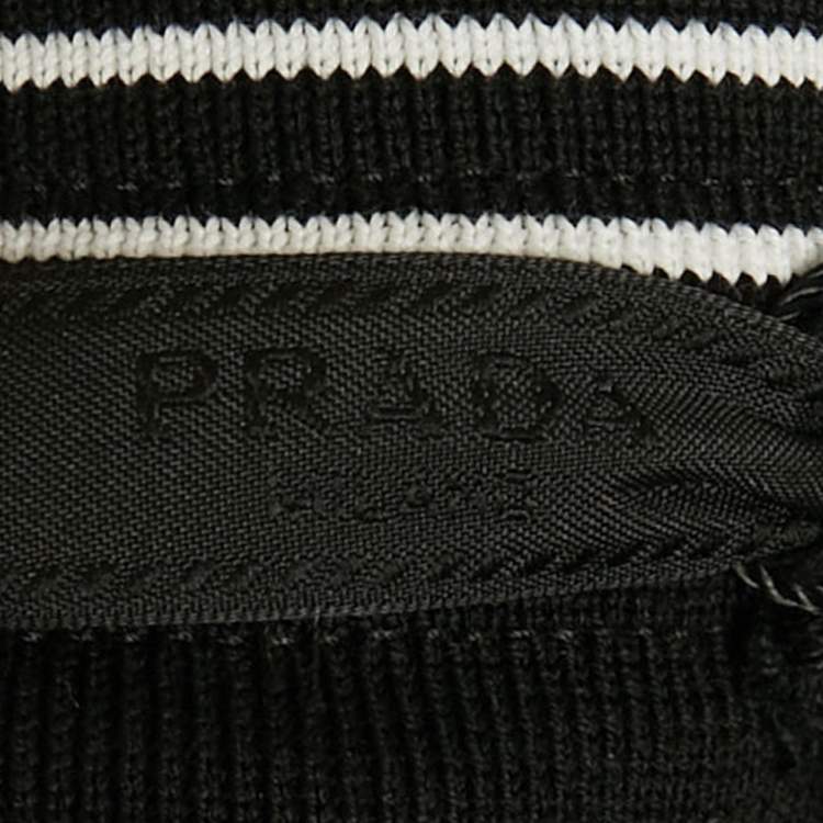 Pre Owned Prada Black Cotton and Re-Nylon Triangle Logo Shorts M