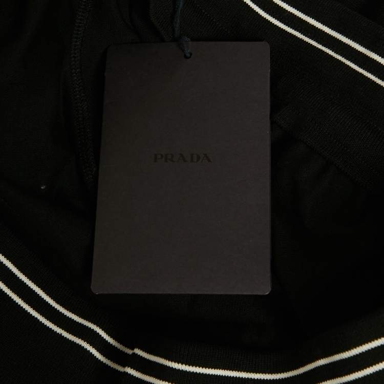 Pre Owned Prada Black Cotton and Re-Nylon Triangle Logo Shorts M