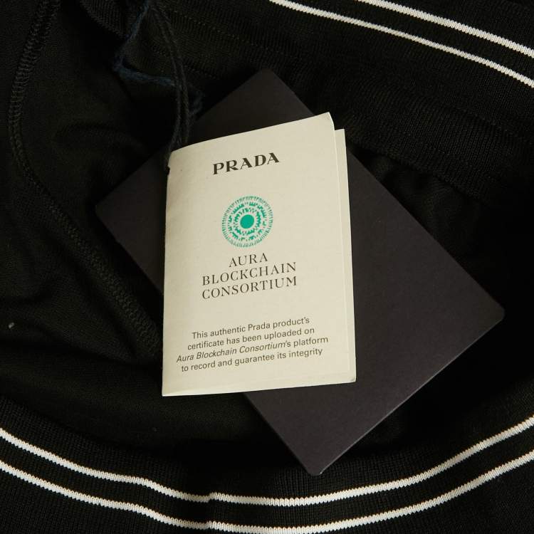 Pre Owned Prada Black Cotton and Re-Nylon Triangle Logo Shorts M