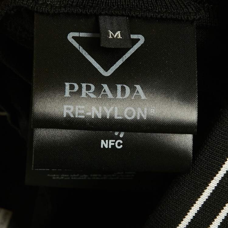 Pre Owned Prada Black Cotton and Re-Nylon Triangle Logo Shorts M