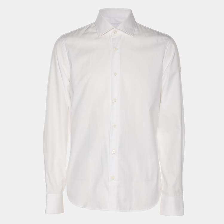 Pre Owned Prada White Cotton Button Front Shirt S