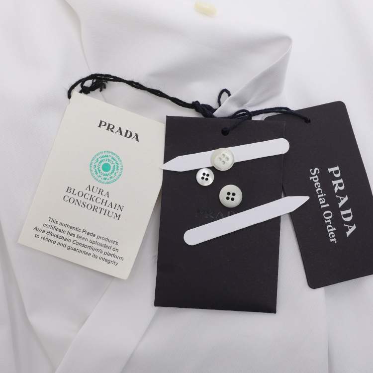 Pre Owned Prada White Cotton Button Front Shirt S