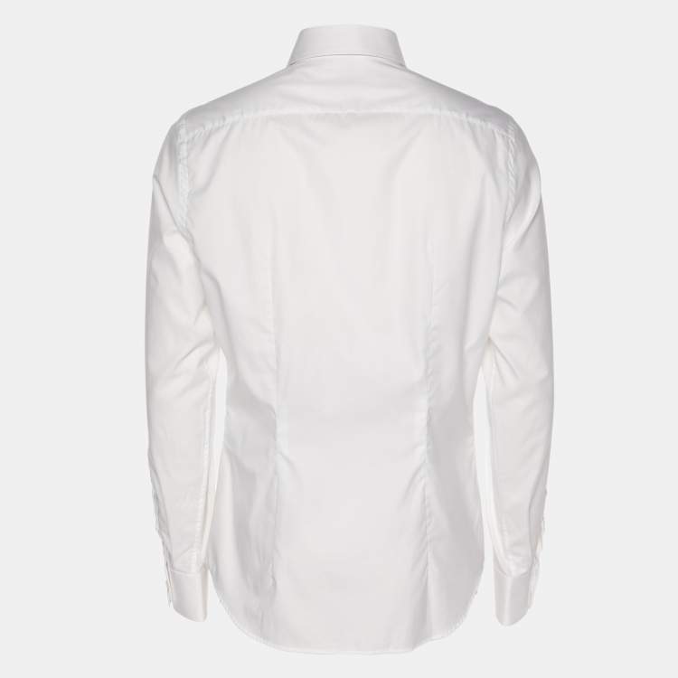 Pre Owned Prada White Cotton Button Front Shirt S