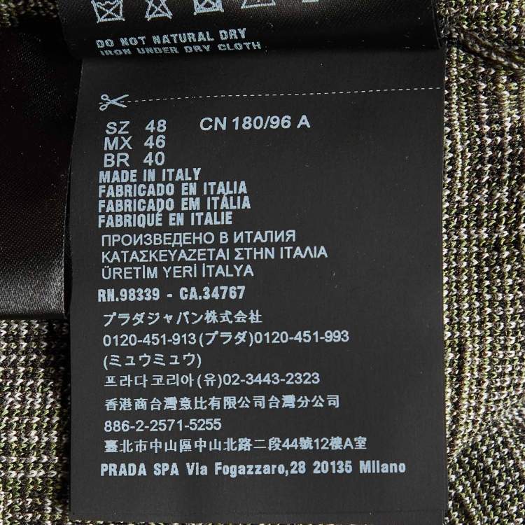 Pre Owned Prada Black/Brown Geometric Pattern Silk & Cotton Polo T-Shirt M