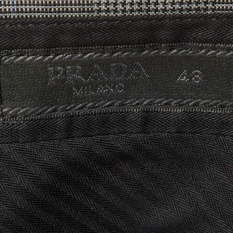 Pre Owned Prada Black Houndstooth Pattern Wool Shorts M/Waist 36"