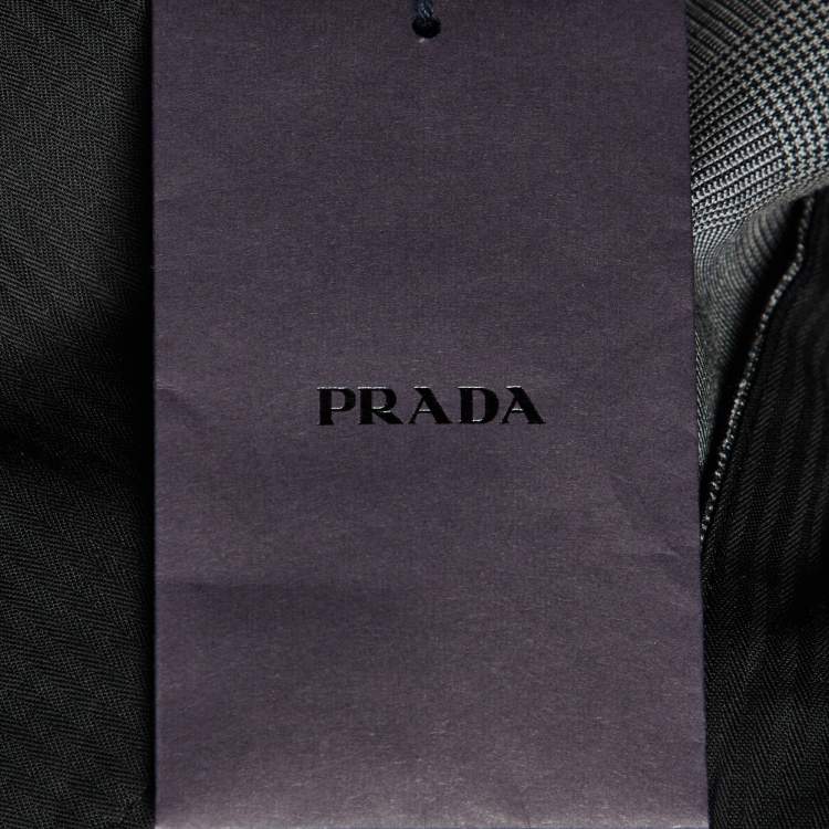 Pre Owned Prada Black Houndstooth Pattern Wool Shorts M/Waist 36"