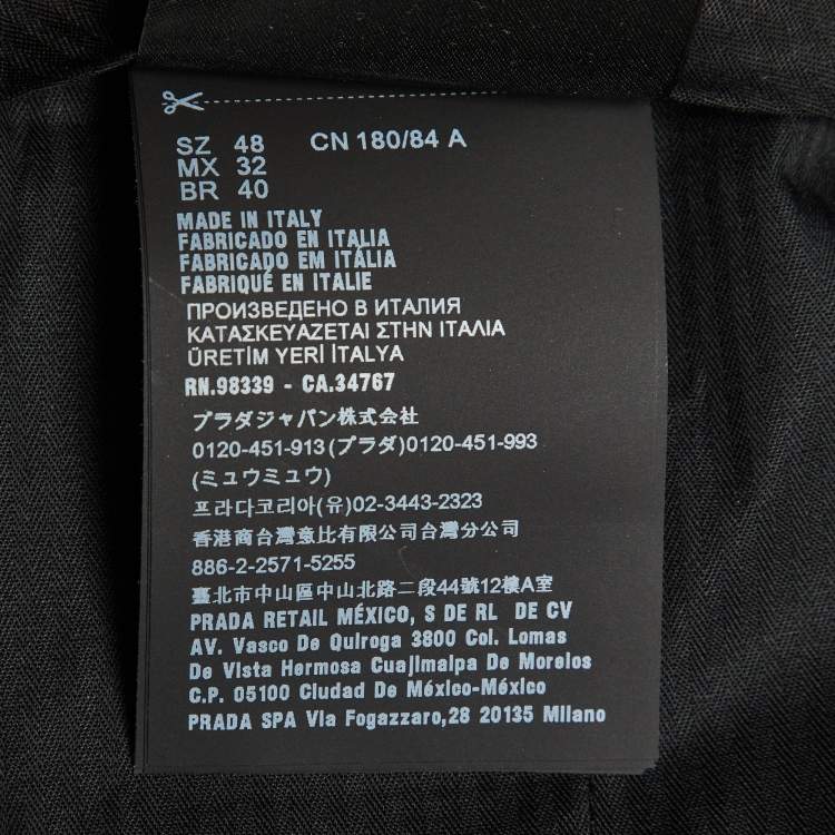 Pre Owned Prada Black Houndstooth Pattern Wool Shorts M/Waist 36"