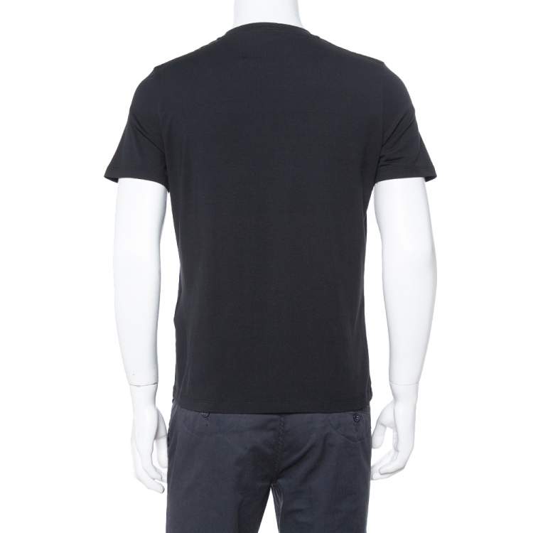 Pre Owned Prada Black Cotton Logo Pocket Detail Crew Neck T-Shirt M